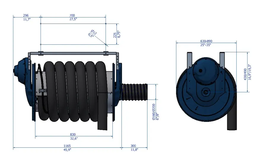 Enrollador de gases de escape 865 - Accionado por motor eléctrico1.webp