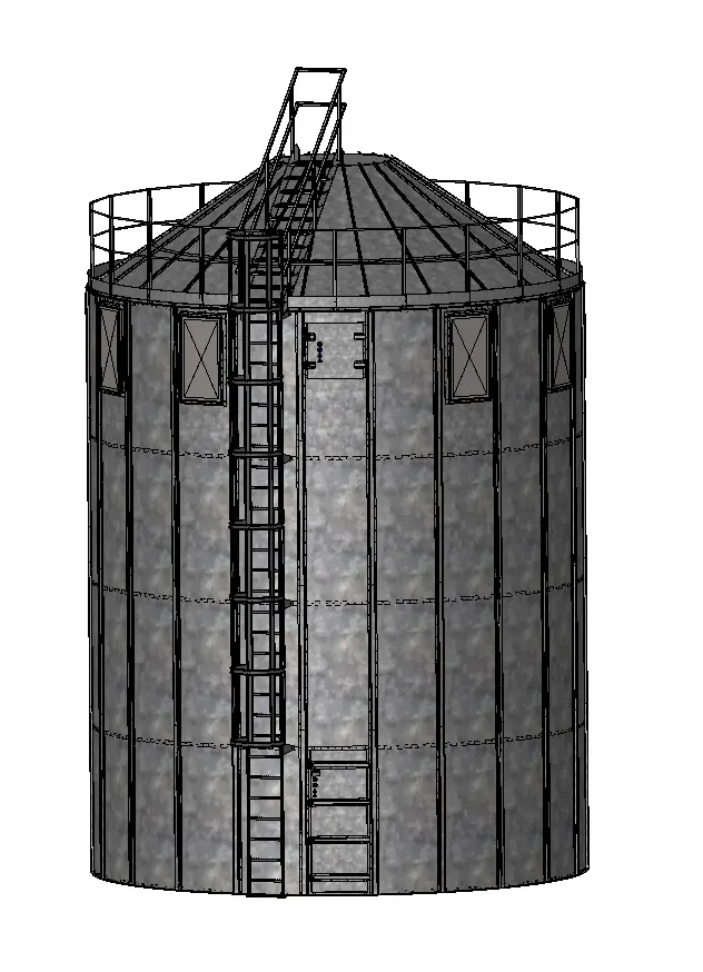 Silo de acero tipo AST con techo inclinado